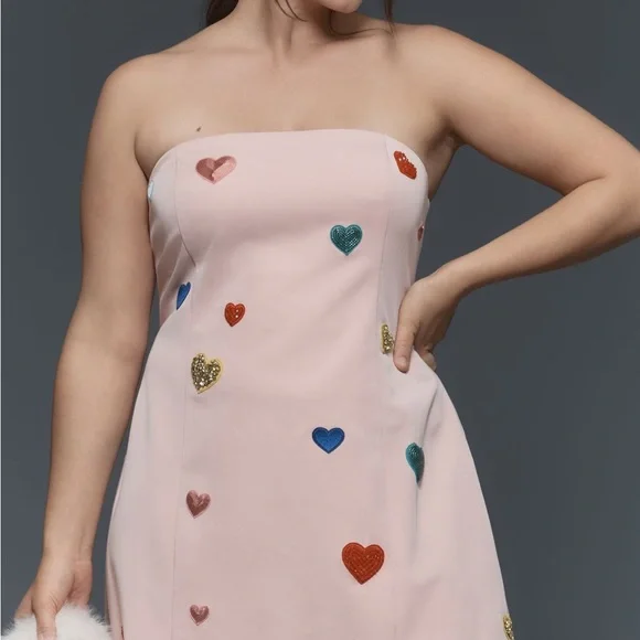 Mare Mare Strapless Embellished Heart Mini Dress - Picture 1 of 4